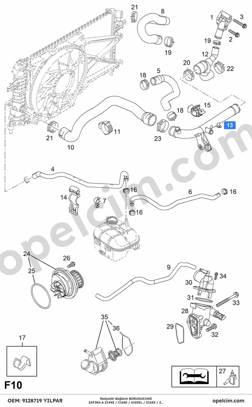 Opel Zafira A Radyatör Bağlantı BORUSUX14XE (Z16XE Z16XEP X16XEL) YILPAR 6336007