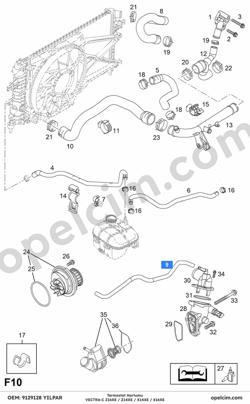 Opel Vectra C Termostat Hortumu (Z16XE Z14XE X14XE) YILPAR 838219