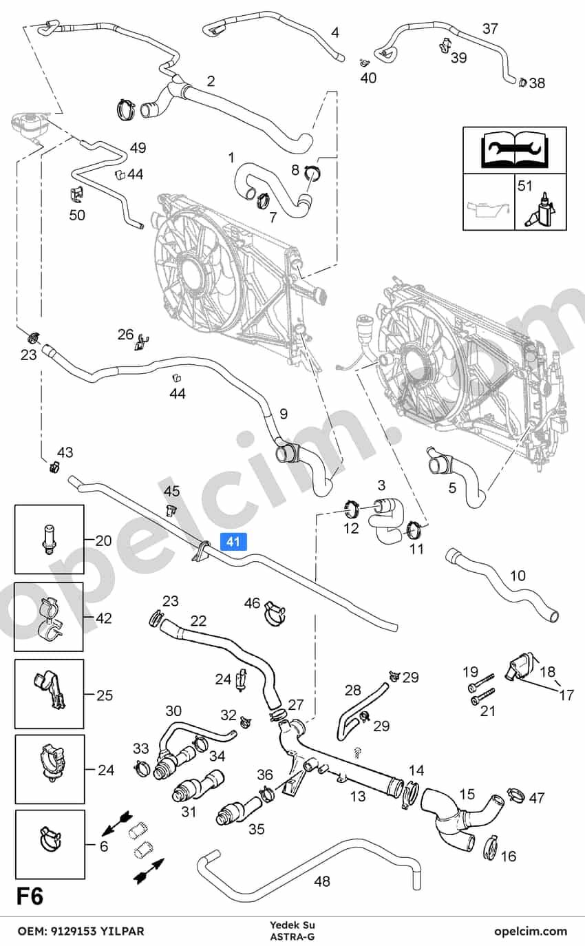 Opel Astra G Yedek Su Depo Hortumu YILPAR 6336011