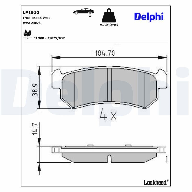 Chevrolet Lacetti Fren Balatası Arka 05> 04> 03> DELPHI 96405131