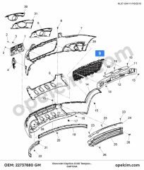 Chevrolet Captiva C140 Tampon Orta Izgarası Park Sensörlü GM 22737880
