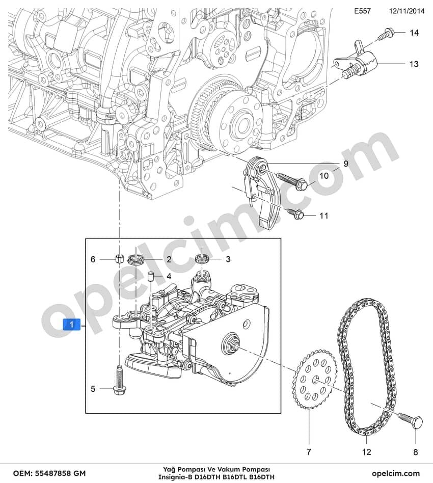 Opel Insignia B Yağ Pompası Ve Vakum Pompası 1.6 CDTI (D16DTH B16DTL B16DTH) GM 55509127