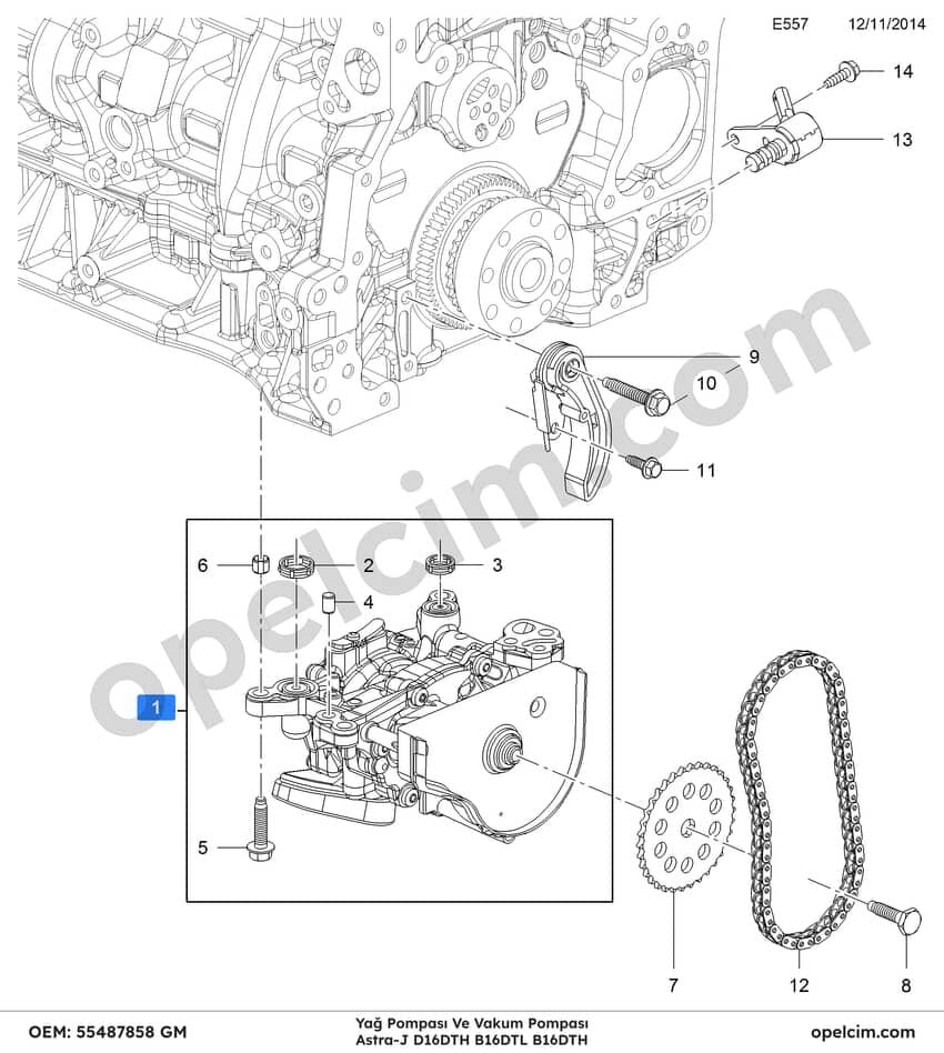 Opel Astra J Yağ Pompası Ve Vakum Pompası 1.6 CDTI (D16DTH B16DTL B16DTH) GM 55509127