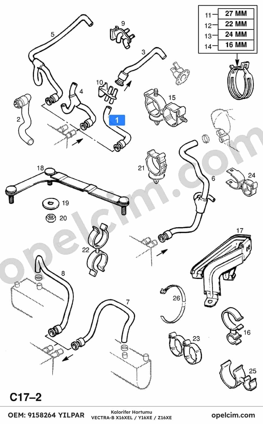 Opel Vectra B Kalorifer Hortumu (Z16XE X16XEL Y16XE) YILPAR 6818493