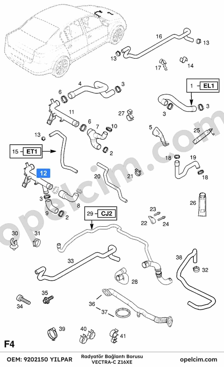 Opel Vectra C Radyatör Bağlantı Borusu 1.6 Ecotec (Z16XE) YILPAR 6336062