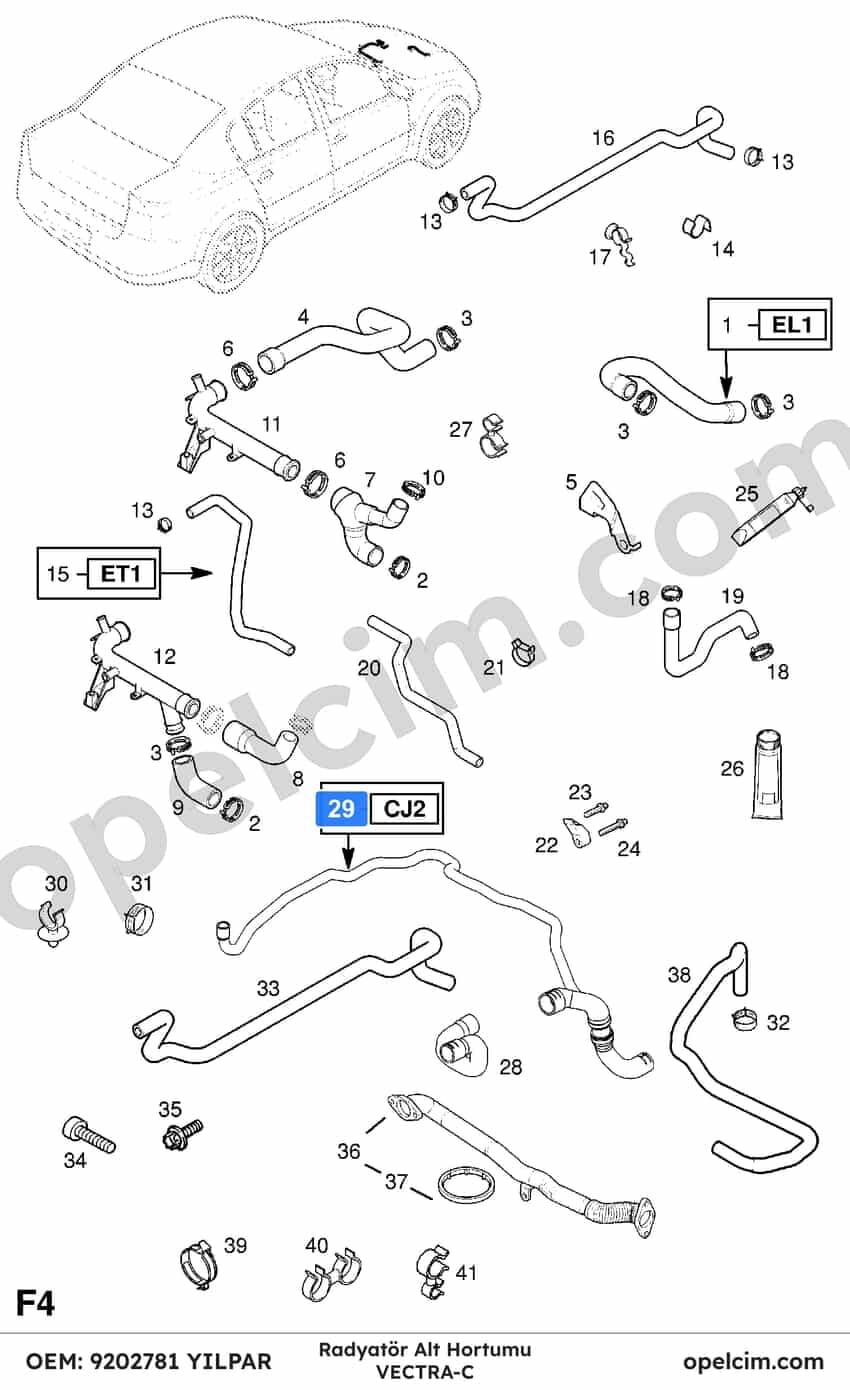 Opel Vectra C Radyatör Alt Hortumu YILPAR 1337766