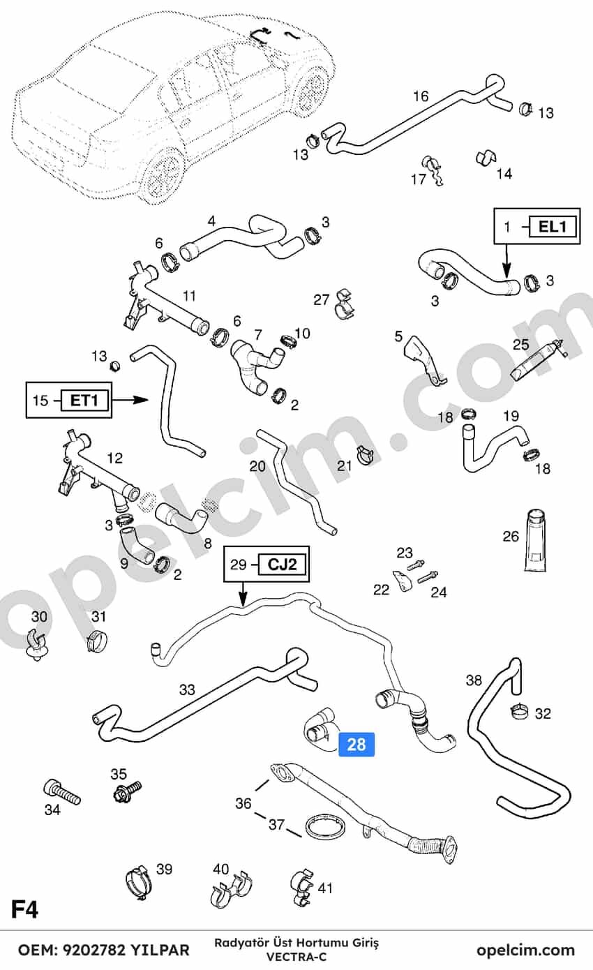 Opel Vectra C Radyatör Üst Hortumu Giriş YILPAR 1337767