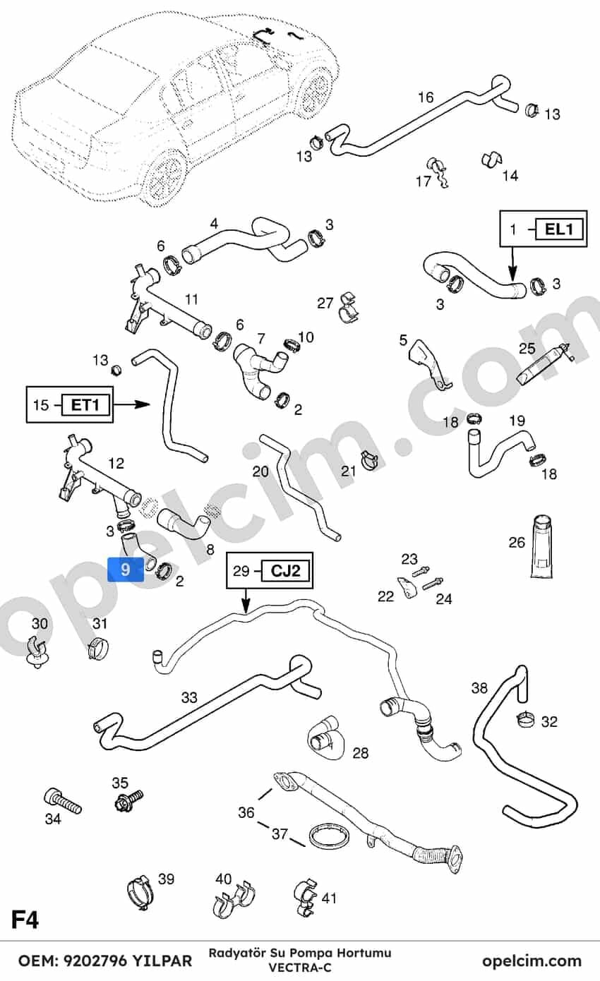 Opel Vectra C Radyatör Su Pompa Hortumu YILPAR 6336067