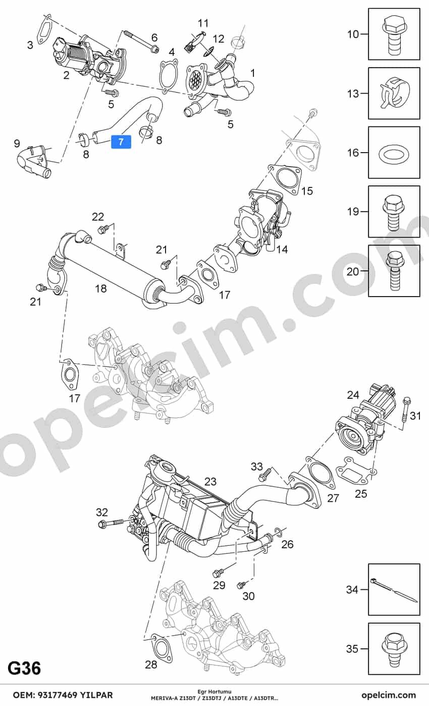 Opel Meriva A EGR Hortumu (Z13DTJ Z13DT A13DTE) YILPAR 5851946