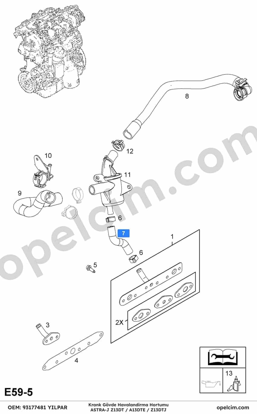 Opel Astra J Krank Gövde Havalandırma Hortumu (Z13DTJ Z13DT A13DTE) YILPAR 5636938