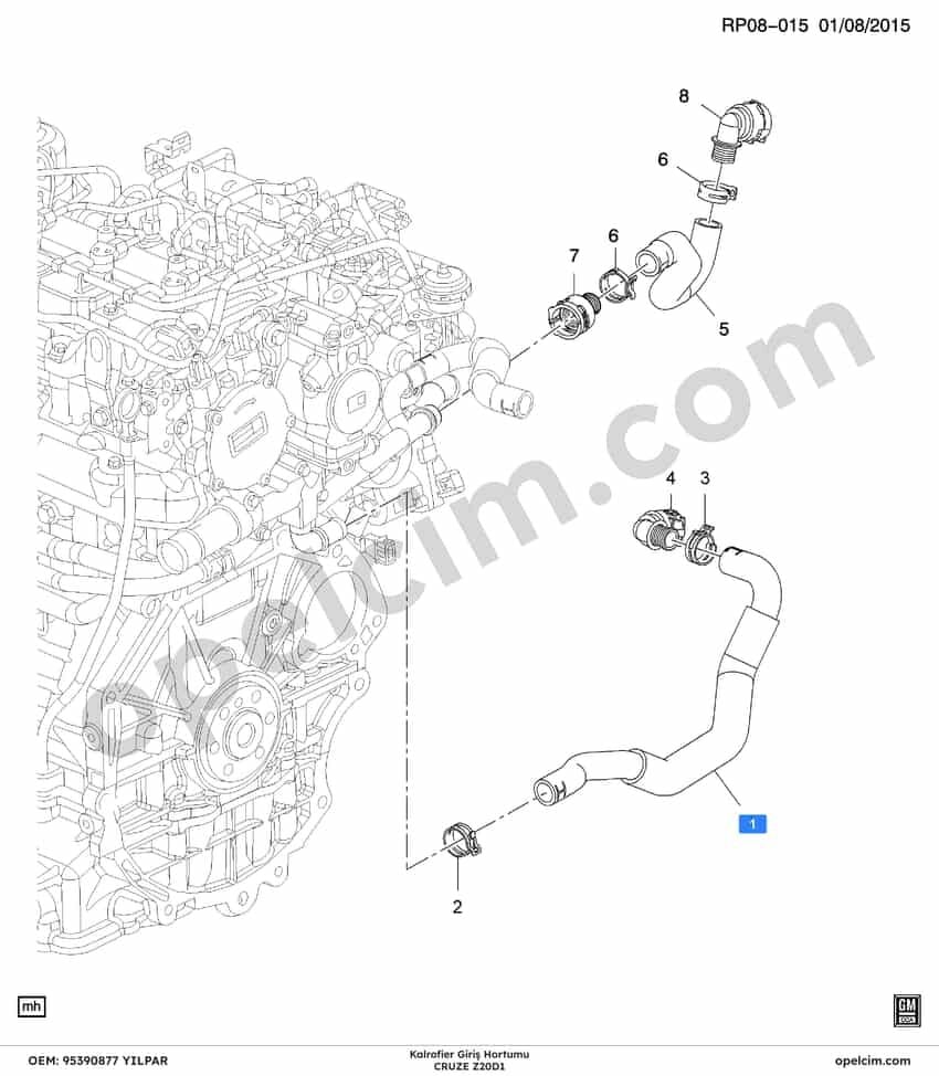Opel Cruze Kalrofier Giriş Hortumu 300 2.0 CDTI (Z20D1) YILPAR 95390877