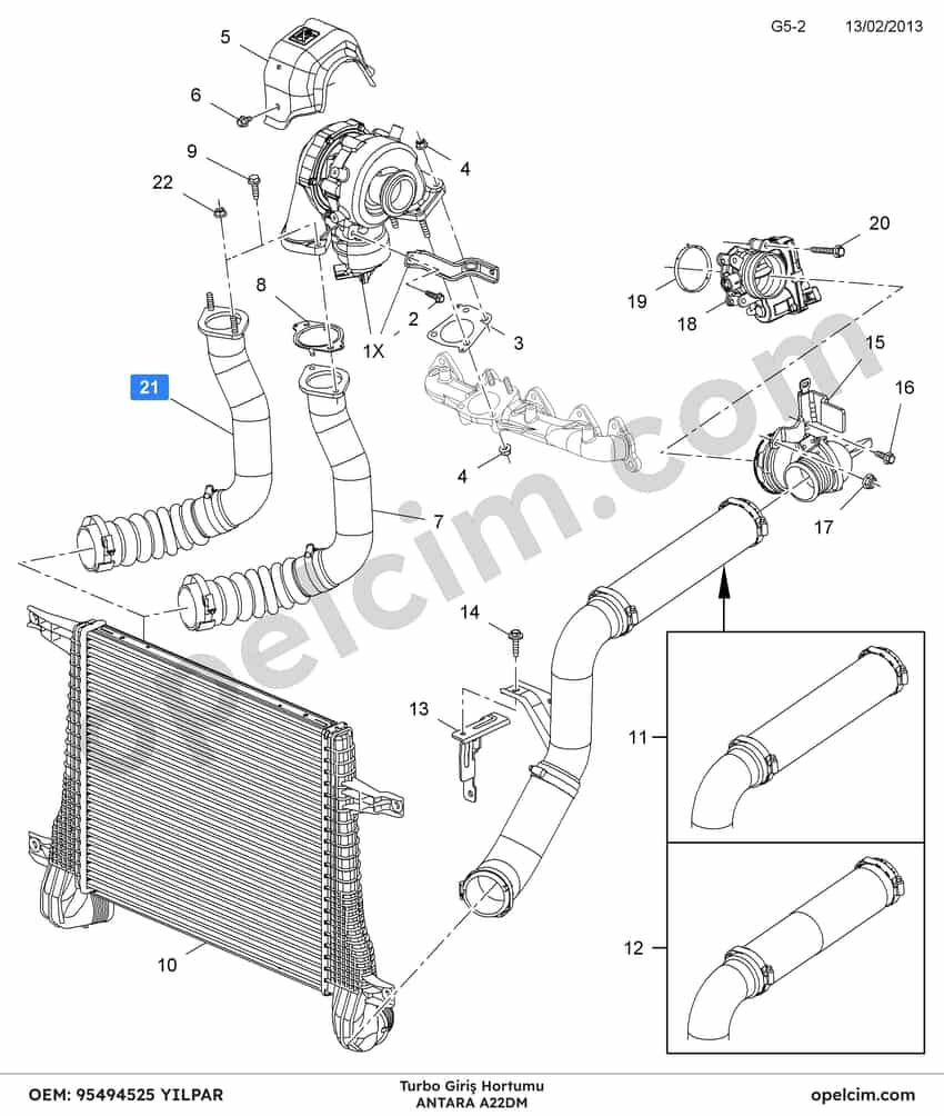Opel Antara Turbo Giriş Hortumu (A22DM) YILPAR 4819472 95405608 95494525