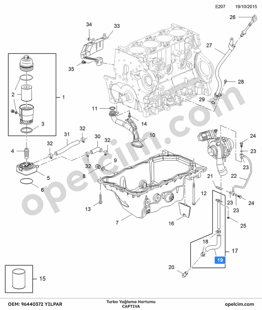 Opel Captiva Turbo Yağlama Hortumu YILPAR 96440372