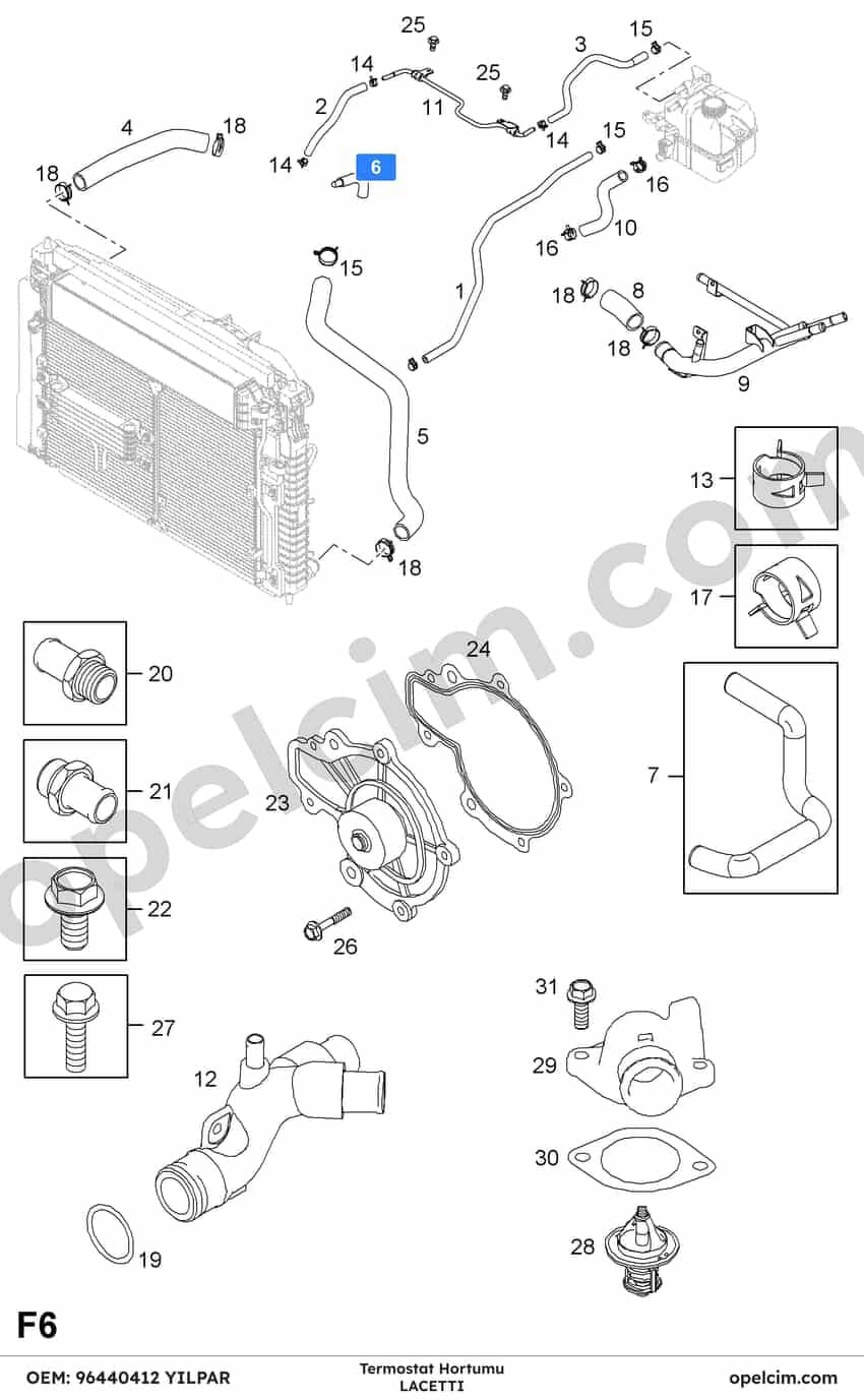 Opel Lacetti Termostat Hortumu YILPAR 96440412