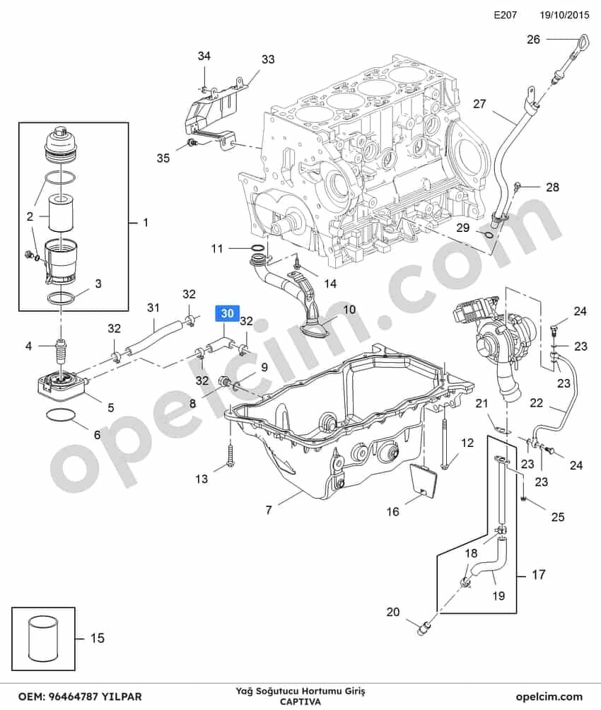 Opel Captiva Yağ Soğutucu Hortumu Giriş YILPAR 96464787