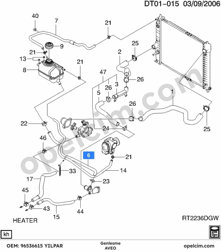 Opel Aveo Genleşme Depo Hortumu YILPAR 96536615