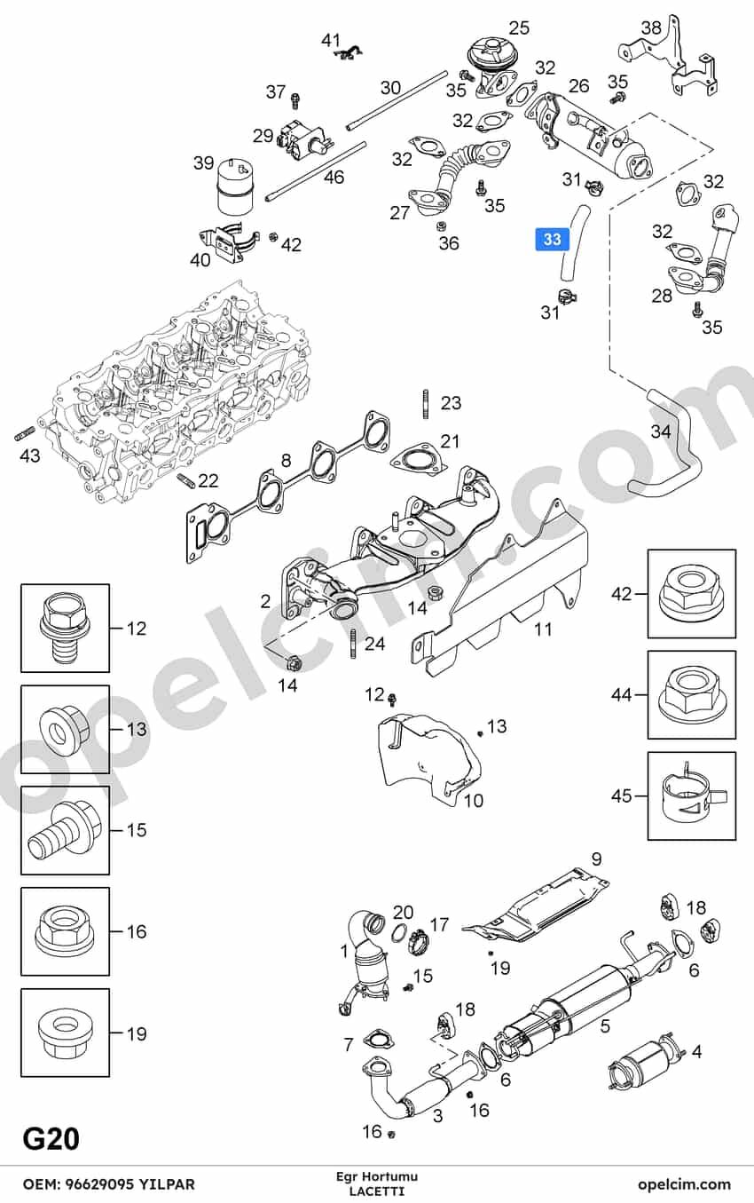 Opel Lacetti EGR Hortumu YILPAR 96629095